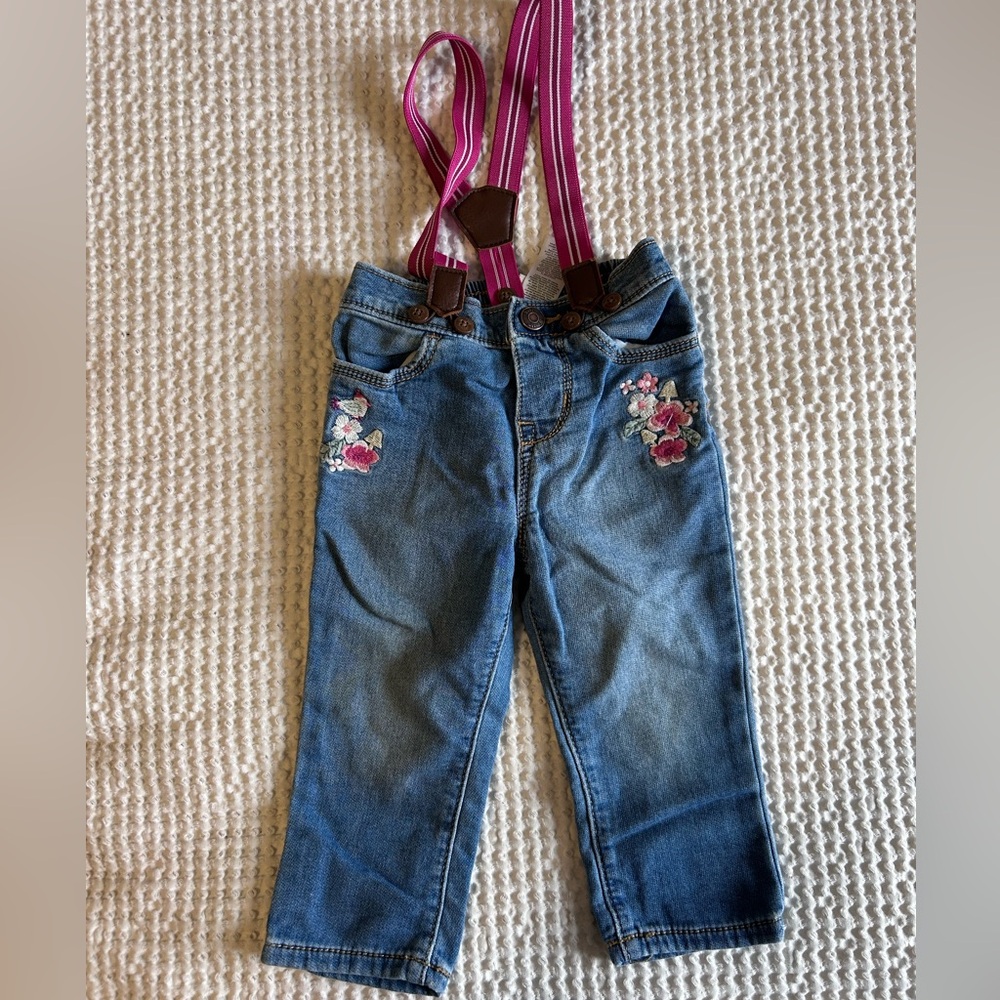 Oshkosh embroidered jeans and suspenders